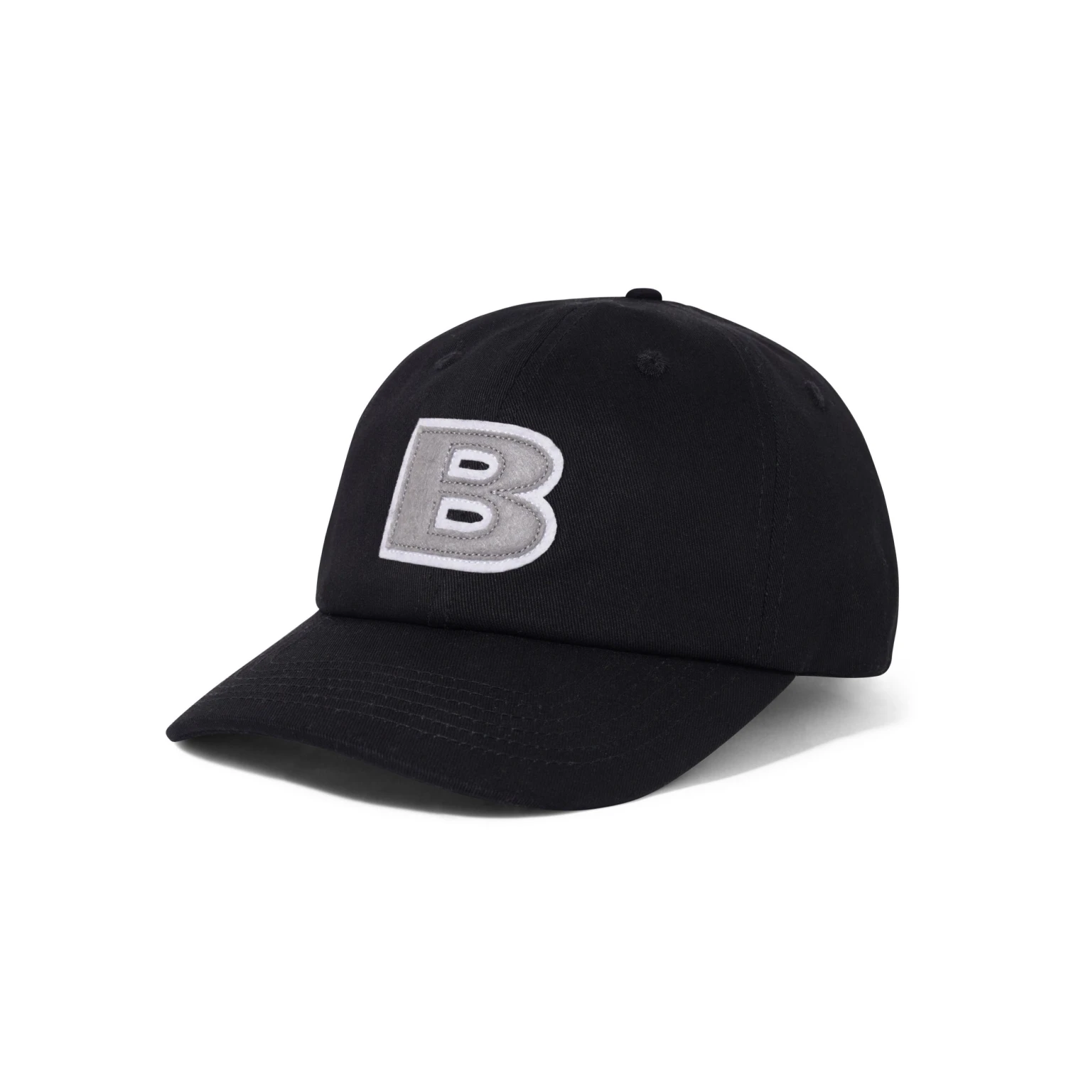 B Logo 6 Panel Cap, Black 3 B Logo 6 Panel Cap, Black