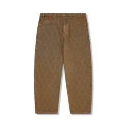 Chain Link Denim Jeans, Washed Brown