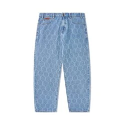 Chain Link Denim Jeans, Washed Indigo