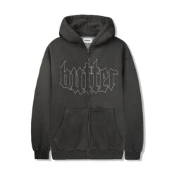 Cropped Zip-Thru Hood, Washed Black