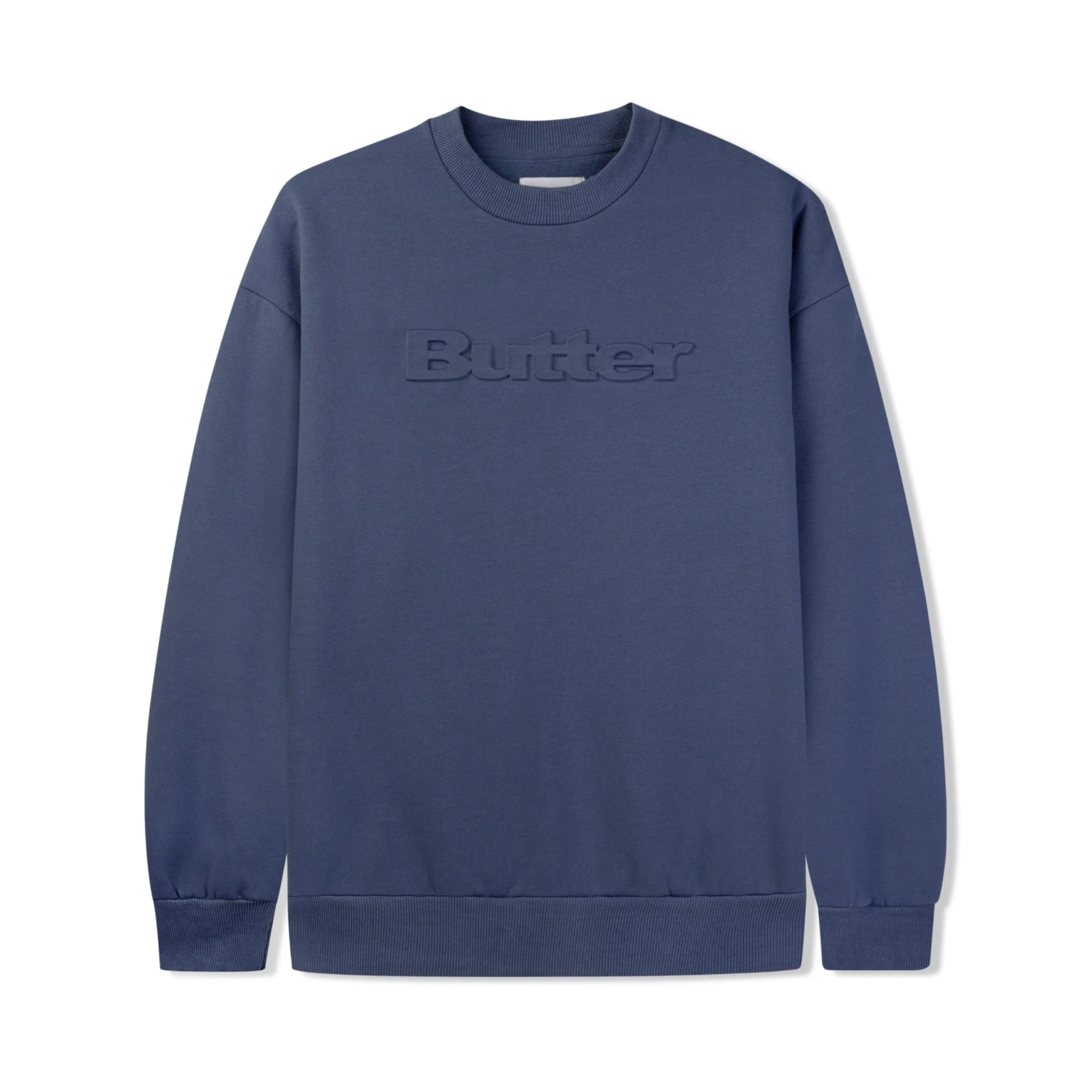 Embossed Logo Crewneck Sweatshirt, Denim 3 Embossed Logo Crewneck Sweatshirt, Denim