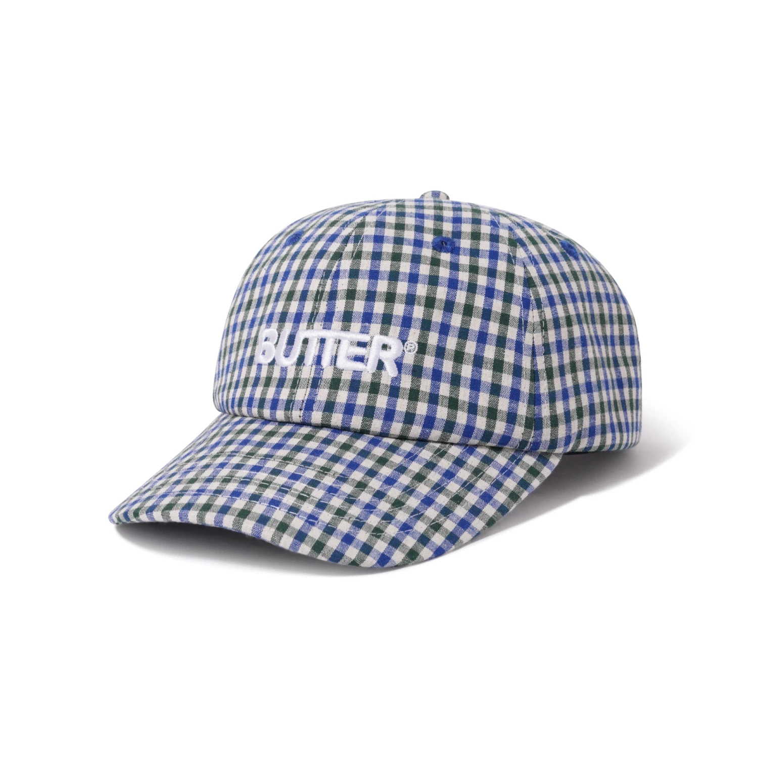 Gingham 6 Panel Cap, Fern / Blue 3 Gingham 6 Panel Cap, Fern / Blue