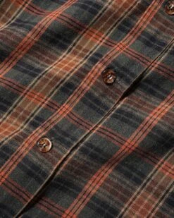 Harmony Plaid L/S Shirt, Moss / Bark -Butter Goods Elegant Shop HarmonyPlaidLongsleeveShirtClose2