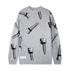 Screw Knit Sweater, Grey