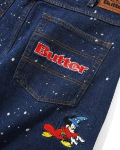 Sorcerer Baggy Denim Shorts, Dark Indigo Bleach Splatter -Butter Goods Elegant Shop SorcererBaggyDenimShortsDarkIndigoBleachSplatter3