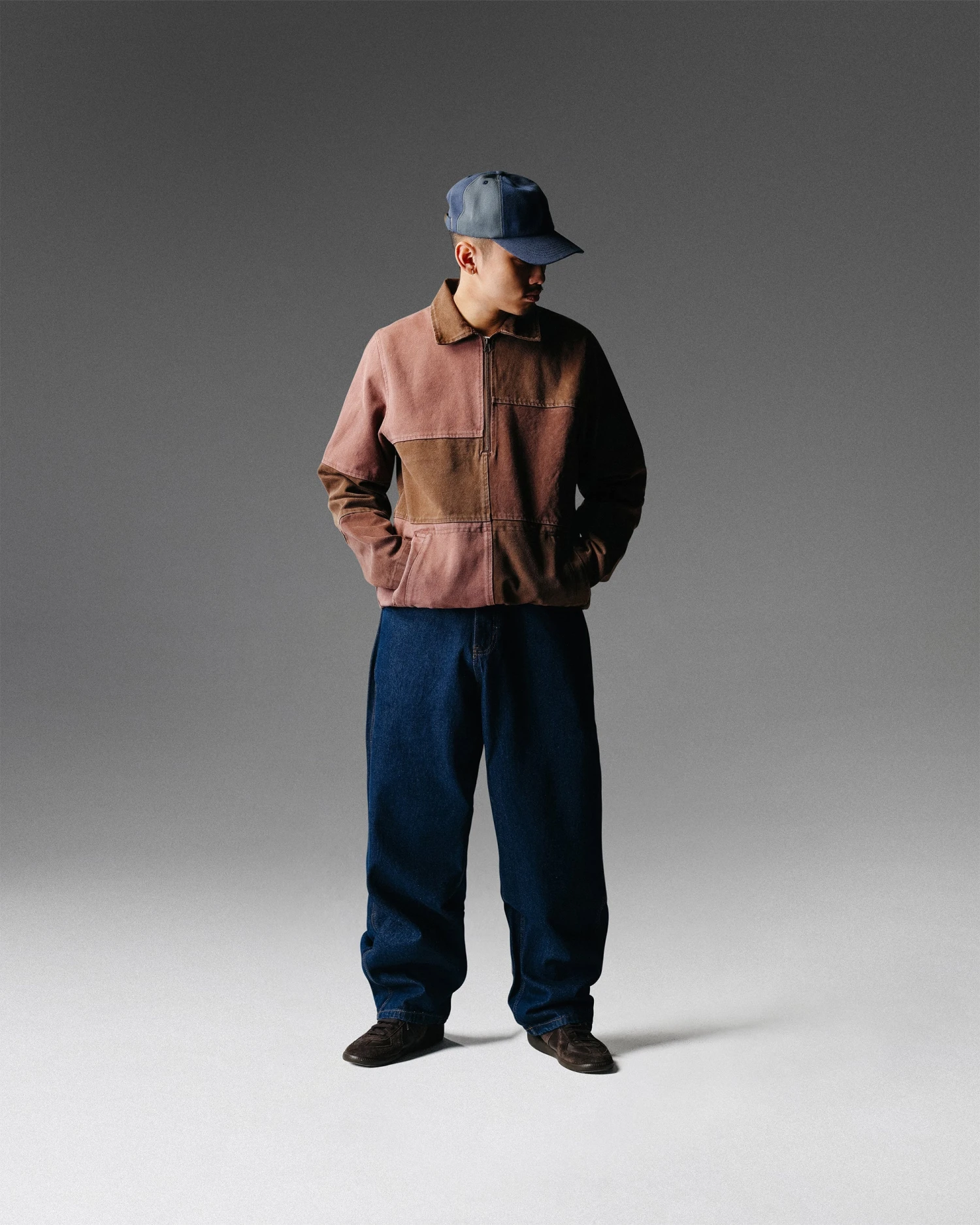 Canvas Patchwork 6 Panel Cap, Washed Navy 5 Canvas Patchwork 6 Panel Cap, Washed Navy - Image 3