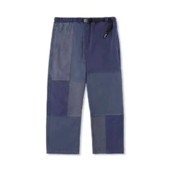 Washed Canvas Patchwork Pants, Washed Navy