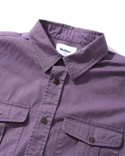 Washed Pocket L/S Shirt, Eggplant -Butter Goods Elegant Shop WashedPocketLongSleeveShirtEggplant2